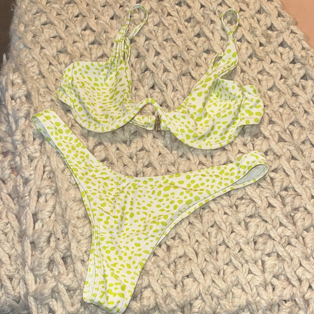 👙2/$15 SALE -  Neon Lime Spotted Bikini Set